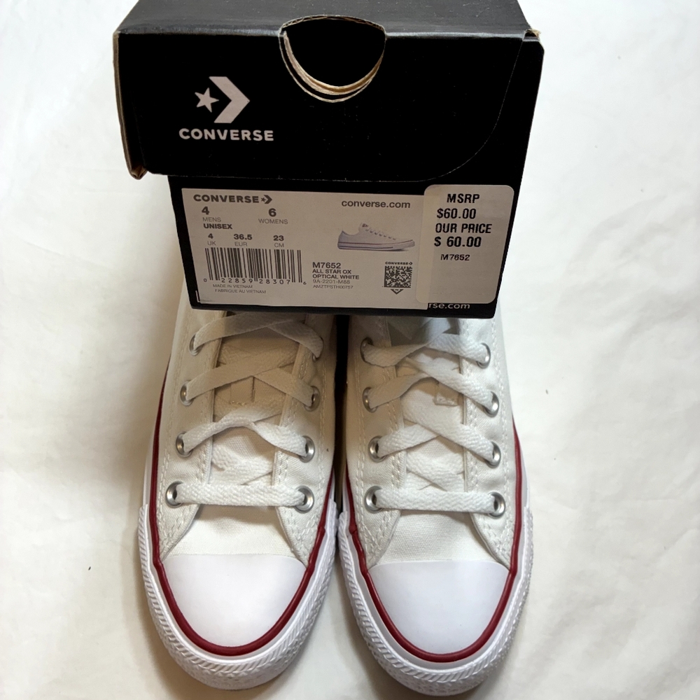 All Star Converse White Women's Sneakers Size 6 Equal To Youth Size 4